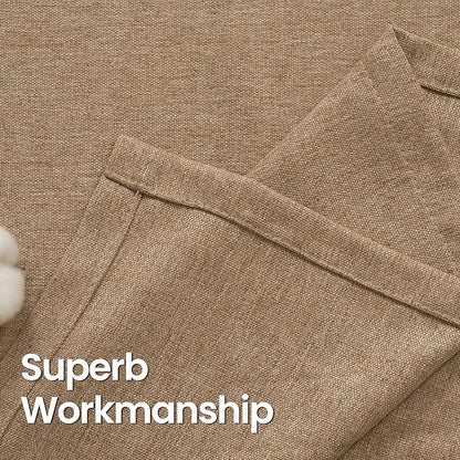 BGment Camel Linen Curtains 54 Inch Length for Short Window, Burlap Semi Sheer Drapes Light Filtering with Grommet Privacy Non See Through for Living Bedroom Farmhouse, 2 Panels, Each 52 Inch Wide