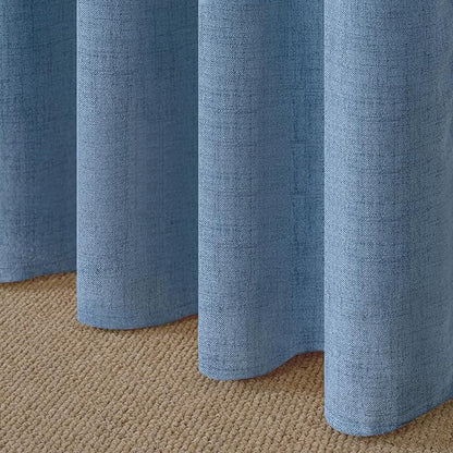 YoungsTex Denim Blue Linen Curtains 72 Inch Length for Living Room, Light Filtering Bronze Grommet Textured Window Drapes Privacy for Bedroom Farmhouse Decorative, 52 x 72 Inch, 2 Panels