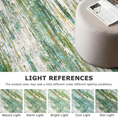 2x6 Modern Abstract Runner Rug for Hallway, Green Grey Multi Super Soft Hallway Decor Kitchen Rugs with Non-Slip, Non-Shedding Washable Rug for Entryway Bedroom Laundry Indoor