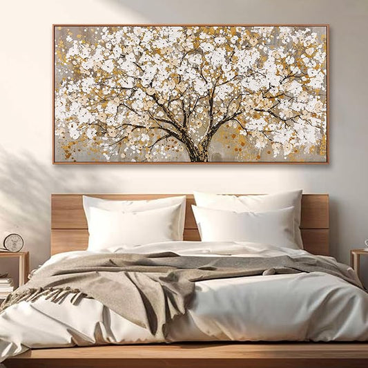 Wall Art Gold Nature Tree Of Life Abstract Canvas Painting Picture Modern Wall Art Print Landscape Artwork Framed For Living Room Bedroom Bathroom Office Home Decor 24" X 48"Painting