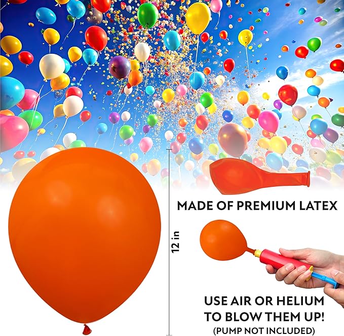 Orange Balloons 100 Pack, 12 Inch Orange Latex Balloons For Birthdays, Halloween, Weddings, Baby Showers, Holidays