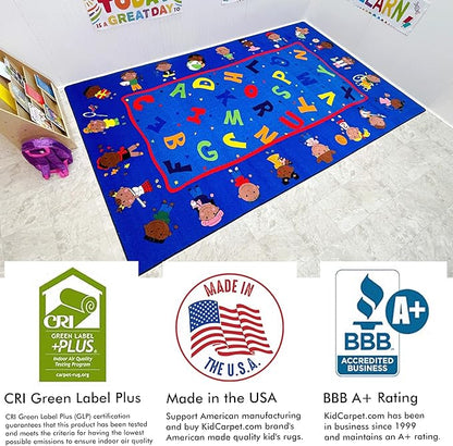 Friends Together Friendship Classroom Rug, 6' x 8'6" Rectangle, Multicolored, Educational Classroom Rug, Kids Learning Play Mat | Area Rug for Bedroom or Playroom