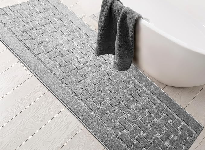 30 Ft Extra Long Non-Slip Grey Hallway Kitchen Runner Rug, 2'7" X 30' Washable Carpet - Rubber Backed, Custom Size Floor Mat for Entryway Stairs Bedroom Bathroom Mudroom