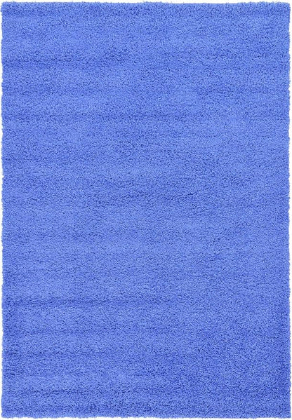 Unique Loom Solid Shag Collection Area Rug (6' 1" x 9' Rectangle, Periwinkle Blue)