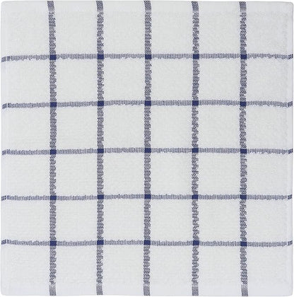 Cotton Grid Dish Cloths, Terry Cleaning Rags, 12 x 12 Inches, Light and Soft, Quick Drying Dish Rags, 8pc/Set (Blue Multi)