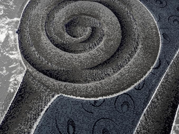 Ultra Soft Area Rug Hand Carved - Modern Abstract Design for Indoor Living Room & Bedroom - Stain Resistant, Easy to Clean - (5x7, Blue)