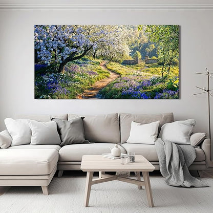 Canvas Wall Art Decor Large Modern Green Wall Art for Living Room Flower Tree Wall Art Prints Nature Art Work for Wall Decor Landscape Artwork for Walls Kitchen Bedroom Office Decor 24" X 48"