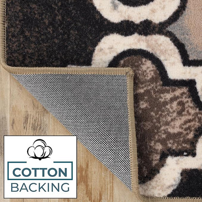 SUPERIOR Indoor Runner Area Rug for Kitchen, Bedroom, Living Room, Entryway, Hallway with Non-Slip Backing, Washable, Perfect for Hardwood Floors- Viking Modern Trellis Design, 2.7 ft. x 6 ft., Ivory