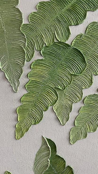 YaSheng Art- Modern minimalist 3D textured wall art Oil Paintings on Canvas Green plant paintings handmade Contemporary Abstract canvas wall art for bedroom Home Wall Deco Oil Painting 24X48 inch