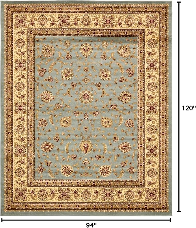 Rugs.com Aditi Collection Rug – 7' 10 x 10' Light Blue Low Rug Perfect for Living Rooms, Large Dining Rooms, Open Floorplans