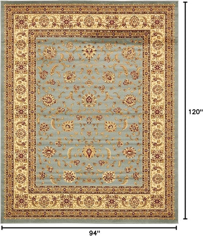 Rugs.com Aditi Collection Rug – 7' 10 x 10' Light Blue Low Rug Perfect for Living Rooms, Large Dining Rooms, Open Floorplans