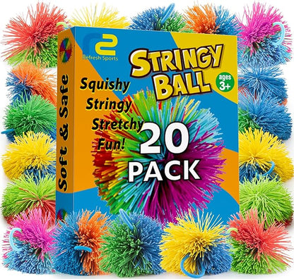 Stringy Balls & Fidget Toys 20 Pack - Fun Valentines Day Gifts for Kids School Classroom - Birthday Toddler Gifts for Boys & Girls - Sensory Valentine Party Favors 3 4 5 6 7 8 + Year Old Gift Idea