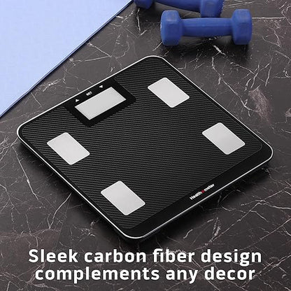 Health o meter Digital Body Composition Scale – BMI, Body Fat & Water Mass Measurement, Multi-User Tracking, 450 lb Capacity, Step-On Carbon Fiber Platform, Backlit Display, 3 AAA Batteries Included