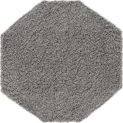 Unique Loom Solid Shag Collection Area Rug (4' Octagon, Cloud Gray)