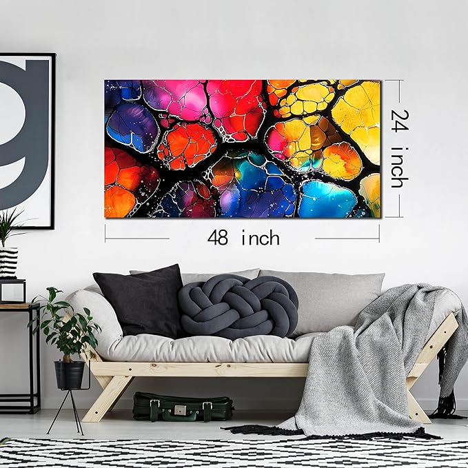 Abstract Canvas Wall Art for Living Room Bedroom Home Office Modern Colorful Abstract Picture Large Canvas Prints Size 24x48