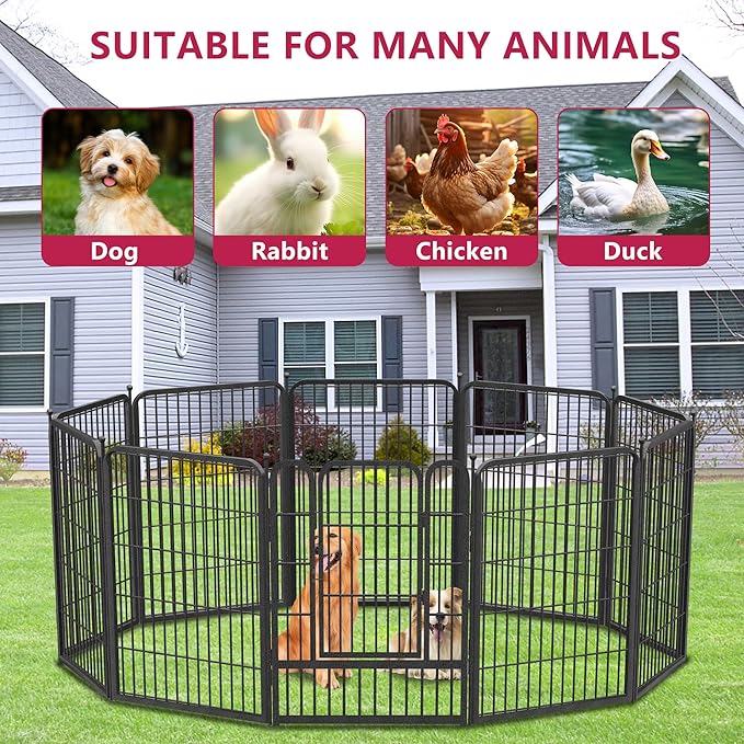 Dog Playpen 32" Height 16 Panels Portable Pet Fence Outdoor for Yard Indoor Dog Pen Outdoor for Medium/Small Animals, Large Pet Puppy Playpen Heavy Duty Pet Fence for RV Camping, Yard