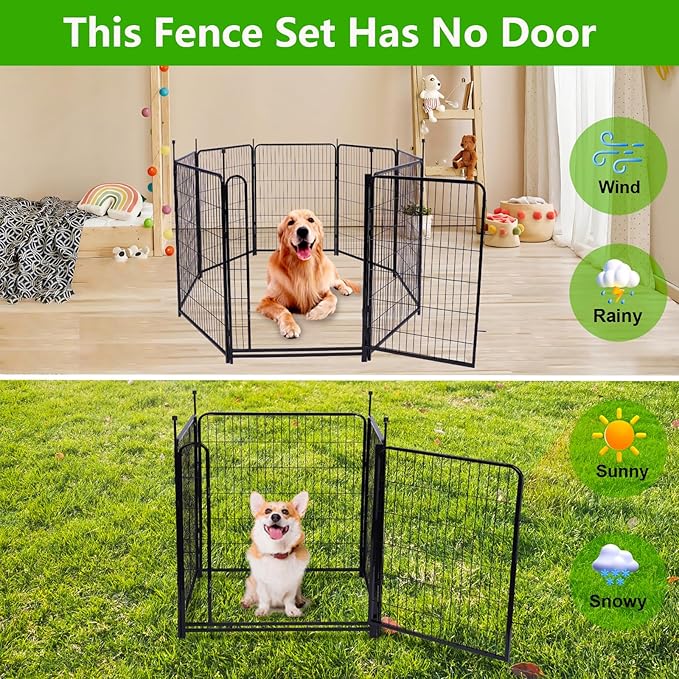 Garden Fence 36 Inch 14 Panels Without Gate,Black Dog Pen Wide Door,Be Suitable for Inside and Outside,Low Threshold Total 31 Ft(l) Garden Fence for Yard and Dog,