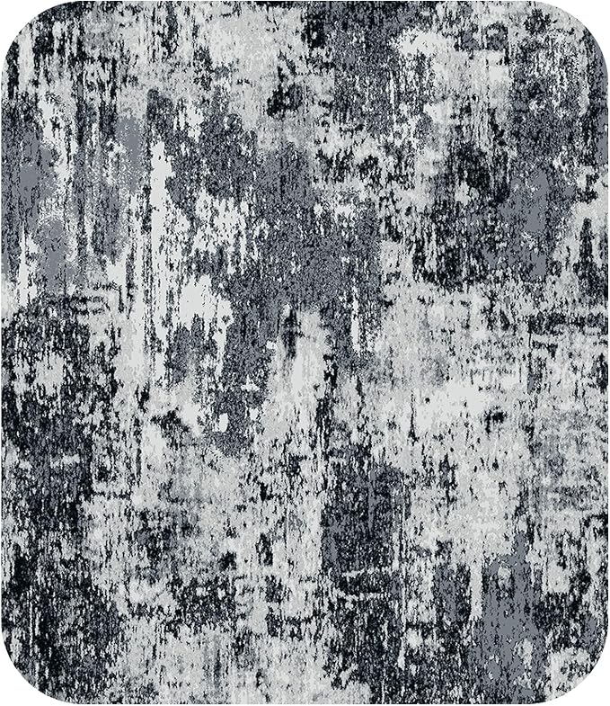 Washable Area Rugs 3x4 Non-Slip Modern Abstract Soft for Living Room Entryway Bedroom Nursery, Print Pattern, Black Navy Blue Gray