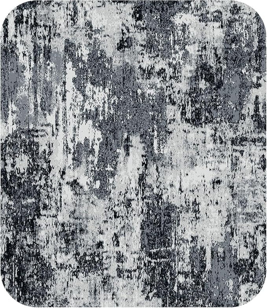 Washable Area Rugs Square 10ft Non-Slip Modern Abstract Soft for Living Room Entryway Bedroom Nursery, Print Pattern, Black Navy Blue Gray