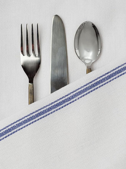 LANE LINEN Kitchen Towels, 6 Pack 14"x25" Dish Drying Towels, 100% Cotton Tea Towel with Hanging Loop, Reusable Napkin, Durable After Multiple Washes, Soft & Absorbent - Blue Stripe