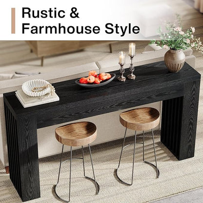 Tribesigns 59-Inch Long Wooden Console Sofa Table Behind The Couch with Vertical Slat Legs for Entrance, Hallway, Entryway, Living Room (Black)