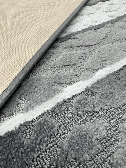 Custom Size Hallway Runner Rug, Slip Resistant, 26 Inch Wide x Your Choice of Length Size, Damask Anthracite, 26 Inch X 14 Feet, Sold and Priced Per Foot