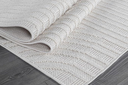Beverly Rug Micro Loop Area Rug White 6x9 Modern Luxury Soft Circle Geometric Durable Indoor Area Rugs for Living Dining Room Office Stain Resistant Non Shedding Casual Indoor Carpet White 6 x 9