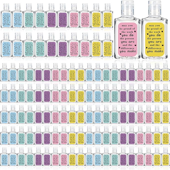 120 Pcs Thank You Gifts for Coworker Mini Hand Sanitize Gel Bulk Scent Hand Sanitizer Travel Size Inspirational Appreciation Gifts for Christmas Party Supplies Friends Teacher Employee