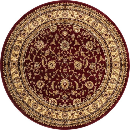 Rugs.com Aditi Collection Rug – 6' Round Red Low Rug Perfect for Kitchens, Dining Rooms