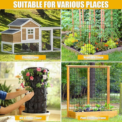 Black PVC Coated Welded Wire Fencing, 60in High x 50ft Long, 2 inch x 4 inch 14GA 2/3/4/5/6 Ft Tall Welded Wire Fence Rolls, Black Metal Garden Fence Wire Roll Garden Fencing for Yard
