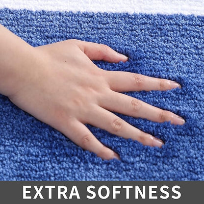 COSY HOMEER Extra Thick Bath Linen Sets Rugs - Anti-Slip Bath Mats Soft Plush 100% Strong Polyester Living Room Bathroom Water Absorbent(Blue,17x27 - Inches)