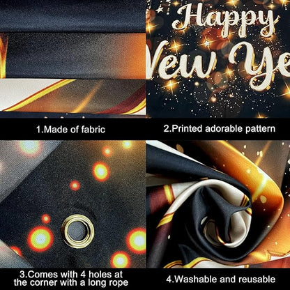 KatchOn, Happy New Year Banner 2026 - XtraLarge 72x44 Inch | Happy New Year Backdrop for Happy New Years Decorations 2026 | NYE Banner | NYE Decorations 2026, New Years Eve Party Supplies 2026