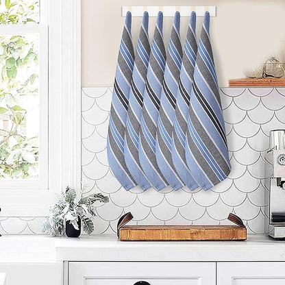 Goroly Home Kitchen Towels 18x28 Inch, Set of 6, Honey Comb Design, Super Absorbent, Quick Dry, Soft, 100% Cotton Dish Towels for Wiping Hands, Drying Dishes, Cleaning Dishcloths Set - Sky Blue Navy
