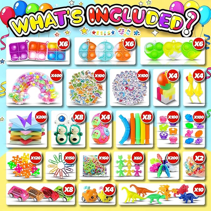 BicMan 2000pcs Party Favors Goodie Bags for Kids, Fidget Toys Pack, Stocking Pinata Stuffers, Birthday Gifts, Classroom Prize, Treasure Box, Carnival Prizes, Easter Eggs Fillers
