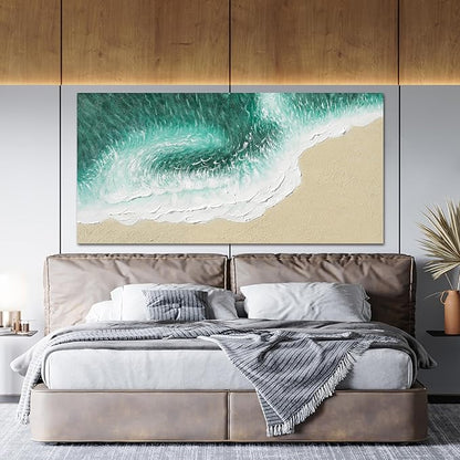 Canvas Wall Art Decor Modern Green Wall Art Prints Wall Art Pictures for Living Room Abstract Canvas Art Wall Decor Coastal Beach Decorations Nature Artwork for Walls Bedroom Office Decor 20" X 40"