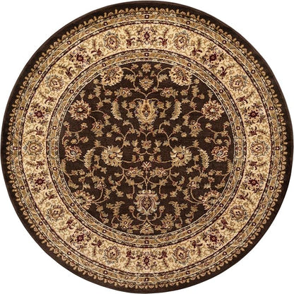 Rugs.com Aditi Collection Rug – 6' Round Brown Low Rug Perfect for Kitchens, Dining Rooms