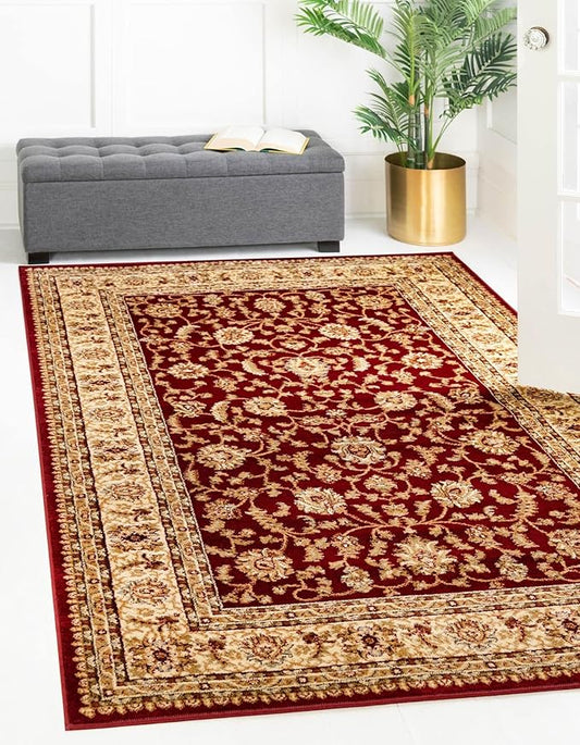 Rugs.com Aditi Collection Rug – 4' x 6' Red Low Rug Perfect for Living Rooms, Large Dining Rooms, Open Floorplans