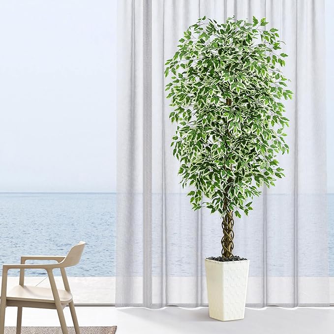 Artificial Ficus Tree (1, Crack-White, 6FT)