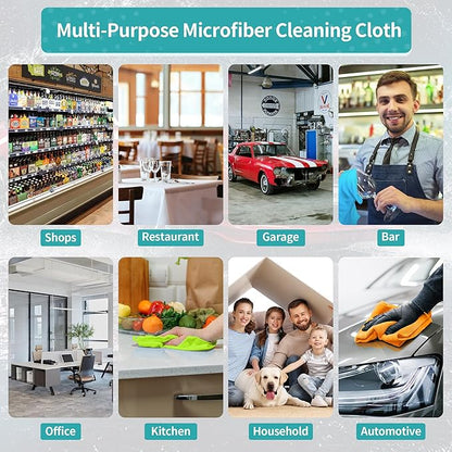 HOMERHYME Microfiber Cleaning Cloth, 12 Pack Cleaning Rags, 12" x 12" Microfiber Towel, Lint Free Non-Abrasive Dusting Cloth, Microfiber Towels for Cars Kitchen Garage House Office