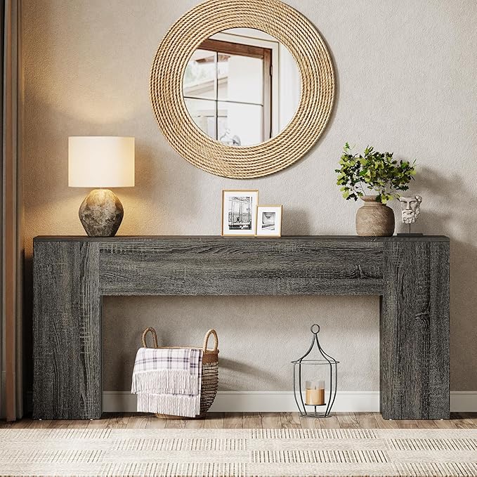 Tribesigns 71-Inch Long Console Table for Entryway, Farmhouse Sofa Console Behind Couch, Entry Table for Hallway, Foyer, Living Room, Gray