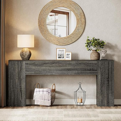Tribesigns 71-Inch Long Console Table for Entryway, Farmhouse Sofa Console Behind Couch, Entry Table for Hallway, Foyer, Living Room, Gray
