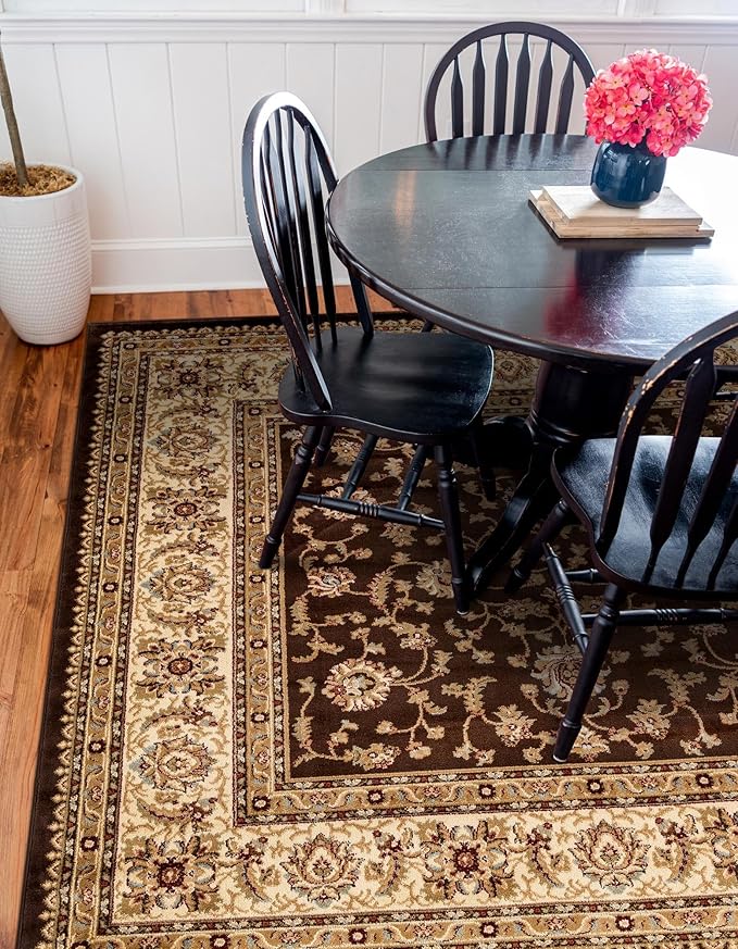 Rugs.com Aditi Collection Rug – 7 Ft Square Brown Medium-Pile Rug Perfect for Living Rooms, Kitchens, Entryways