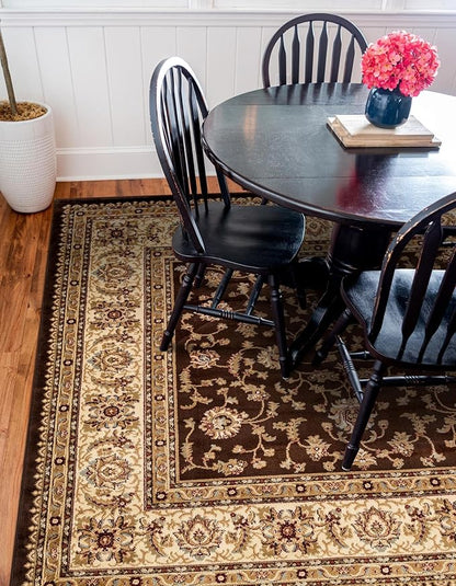 Rugs.com Aditi Collection Rug – 7 Ft Square Brown Medium-Pile Rug Perfect for Living Rooms, Kitchens, Entryways