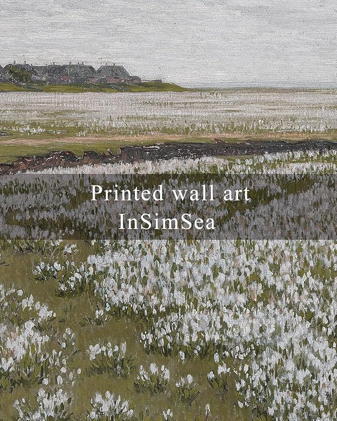 InSimSea Framed Canvas Wall Art Vintage Decor, Classical Grassland Paintings Large Wall Art, Meadow Full of Flowers Pictures for Living Room Farmhouse Bathroom Decor, 16"x24"