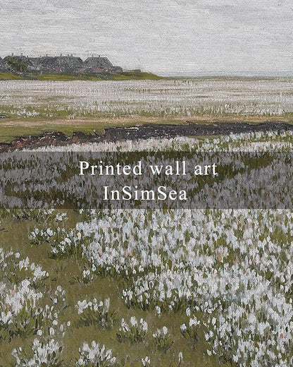 InSimSea Framed Canvas Wall Art Vintage Decor, Classical Grassland Paintings Large Wall Art, Meadow Full of Flowers Pictures for Living Room Farmhouse Bathroom Decor, 16"x24"