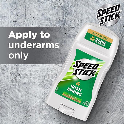 Speed Stick Men's Antiperspirant Deodorant, Irish Spring Scented, 3 Ounce, 4 Pack