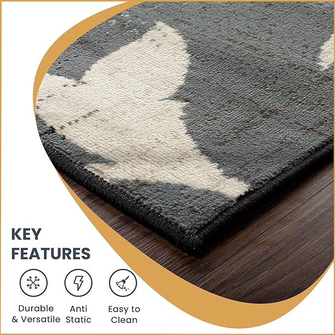 Superior Indoor Area Runner, Jute Backed, Perfect for Hallway, Entryway, Office, Living/ Dining Room, Bedroom, Kitchen, Floor, Modern Floral Decor, Pastiche Collection, 2' 7" x 8', Beige