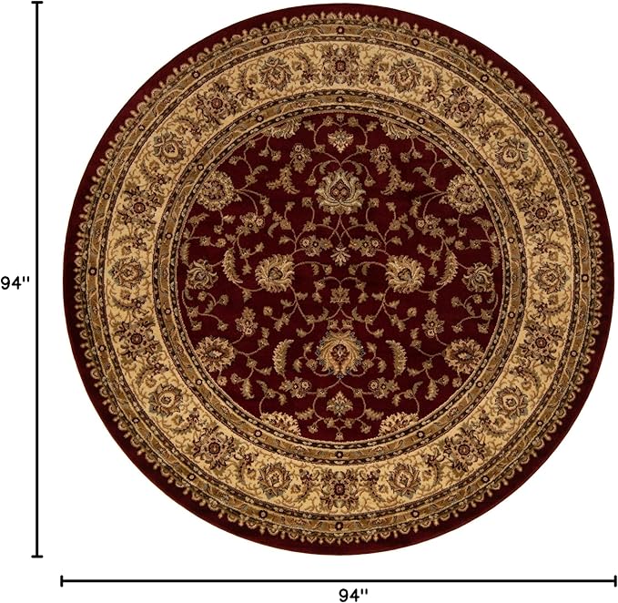 Rugs.com Aditi Collection Rug – 7' 10 Round Red Low Rug Perfect for Kitchens, Dining Rooms