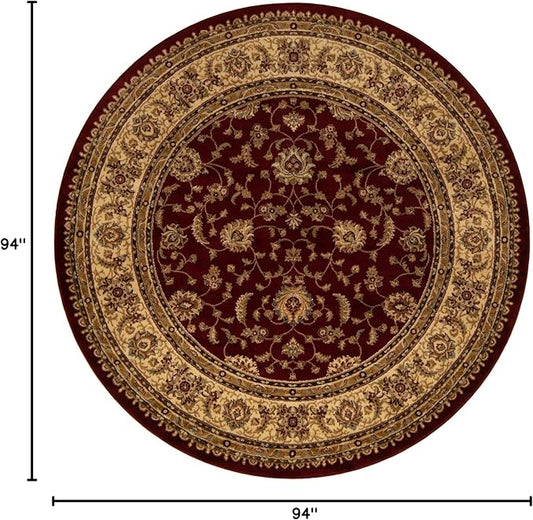 Rugs.com Aditi Collection Rug – 7' 10 Round Red Low Rug Perfect for Kitchens, Dining Rooms