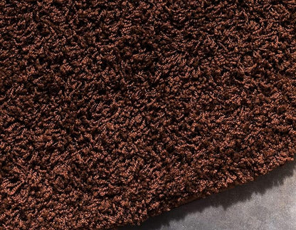 Unique Loom Solid Shag Collection Area Rug (8' Round, Chocolate Brown)
